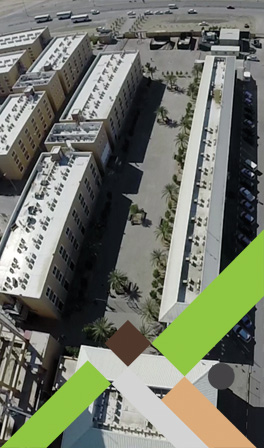 Overview of worker accommodation labour camp in Abu Dhabi